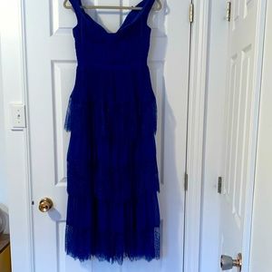 Worn one Self-Portrait midi blue dress.